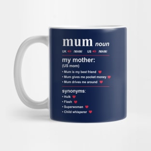 Definition of Mum for Dark Background Mug